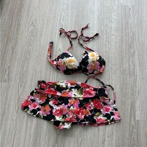 Floral Bikini Set with Skirt